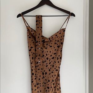 Satin leopard print cocktail dress
